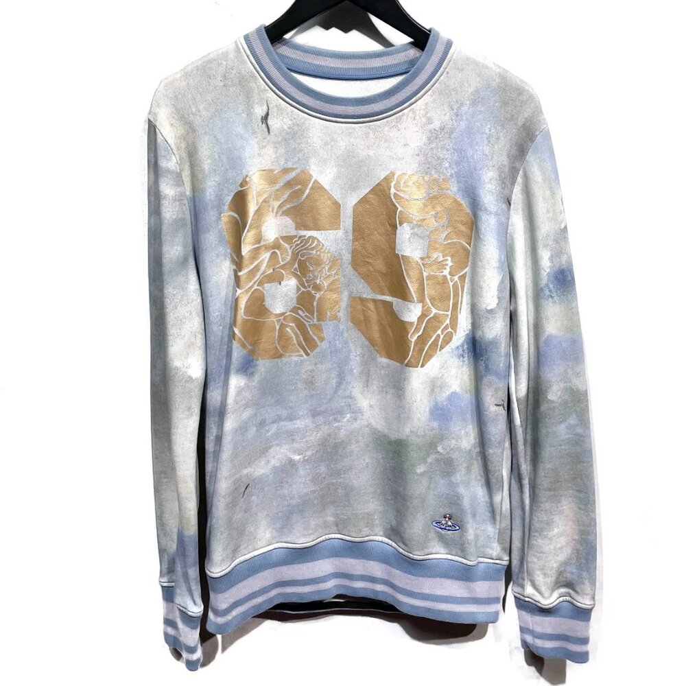 Vivienne Westwood Rare Tie Dye Blue Gold 69 Orgy Print Sweatshirt